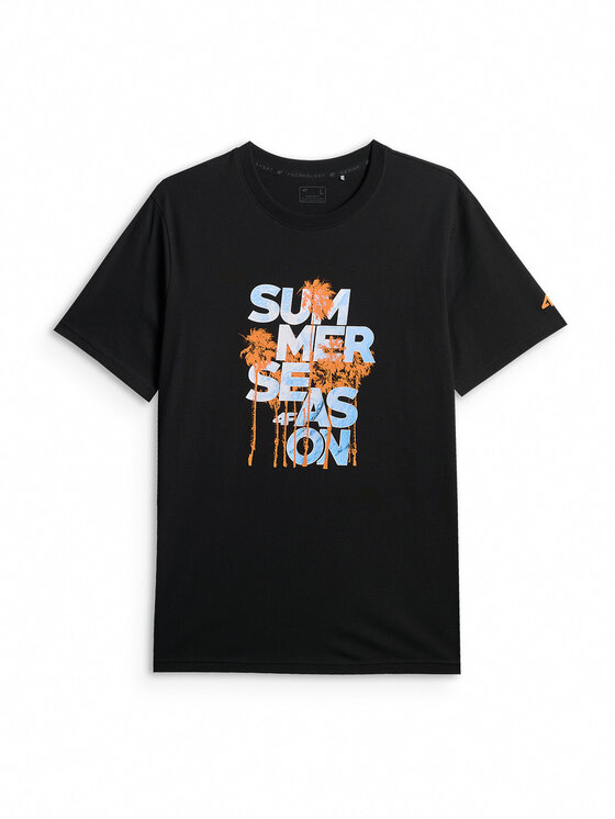 4F 4F T-Shirt BEACHWEAR Czarny Regular Fit