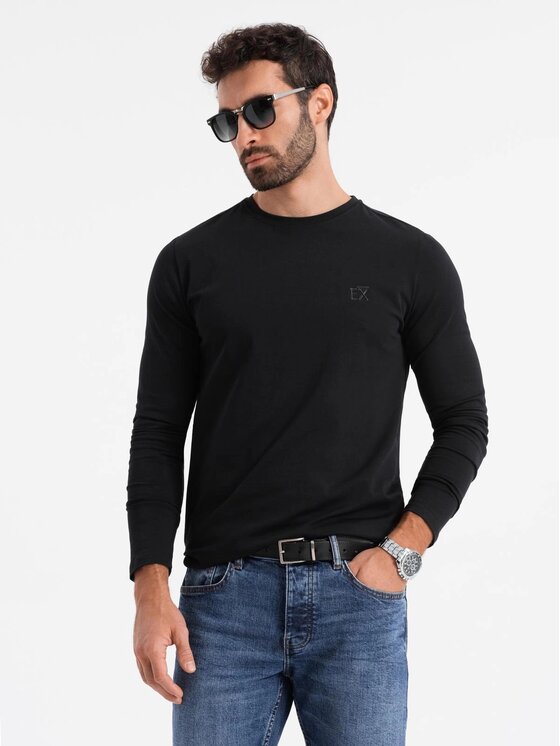 Ombre Ombre S dlouhým rukávem OM-LSBC-0124 Černá Slim Fit