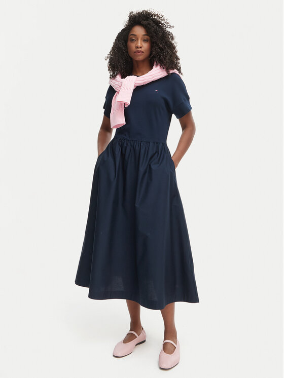 Tommy Hilfiger Tommy Hilfiger Igapäevane kleit WW0WW51148 Tumesinine Regular Fit
