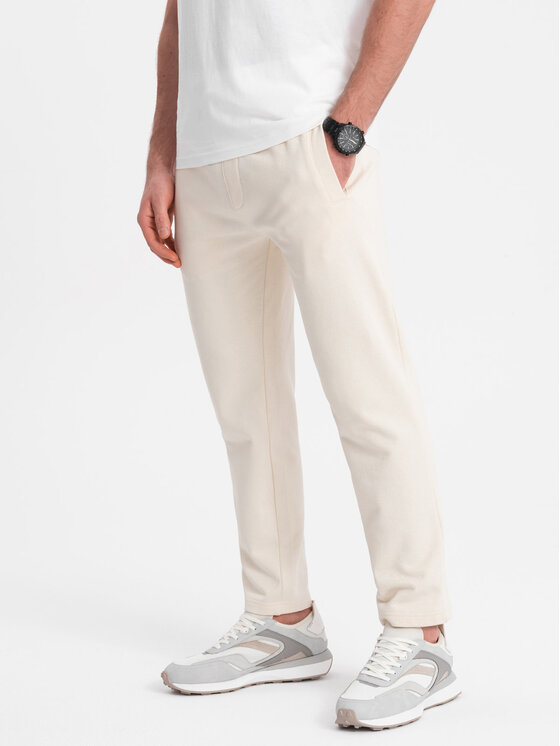 Ombre Ombre Teplákové kalhoty OM-PABS-0206 Écru Regular Fit