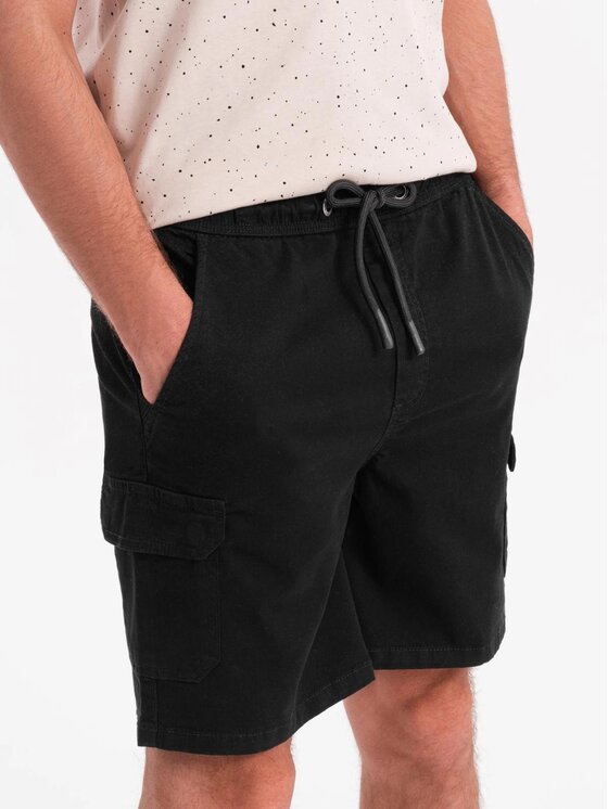 Ombre Ombre Szorty materiałowe OM-SRCG-0190 Czarny Regular Fit