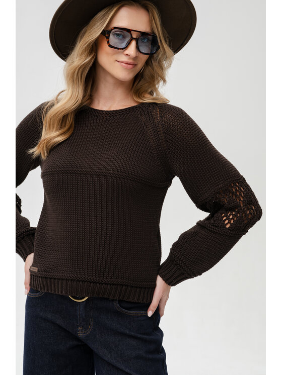blue shadow blue shadow Sweter Blavia Brązowy Regular Fit
