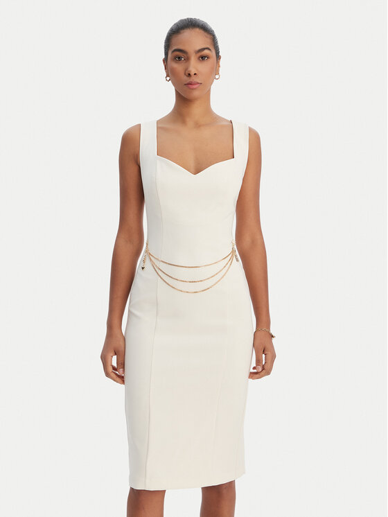 Fracomina Fracomina Коктейлна рокля FR26SD2017W42901 Екрю Slim Fit