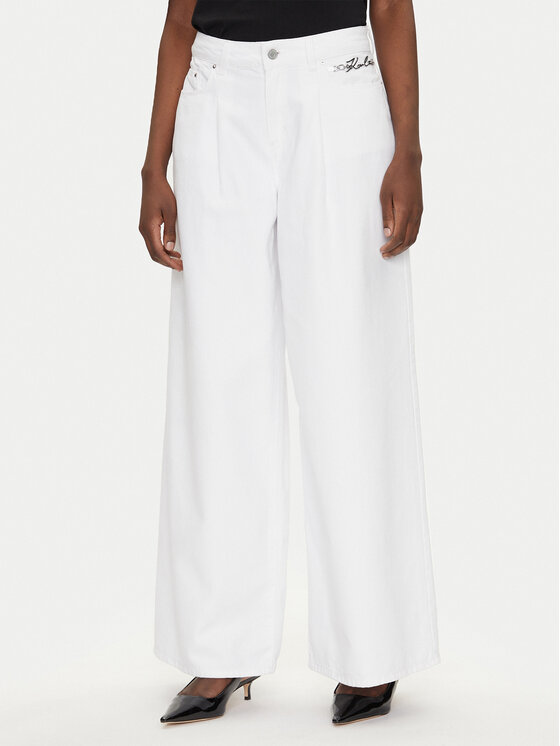 KARL LAGERFELD KARL LAGERFELD Jeansy A2W10158 Bílá Wide Leg