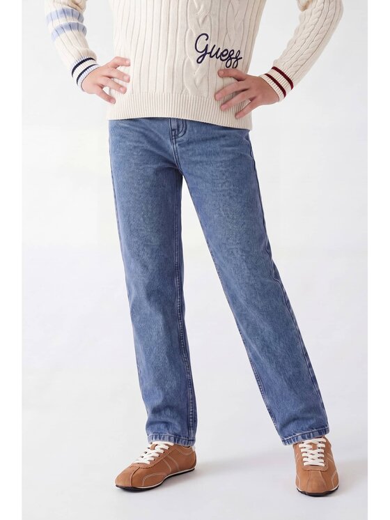 Guess Kids Guess Kids Kalhoty z materiálu 183910 Modrá Regular Fit