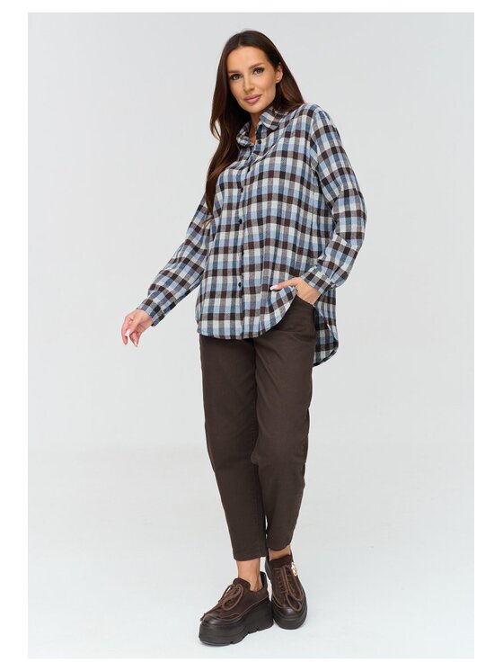 Makadamia Makadamia Koszula C75 Niebieski Loose Fit