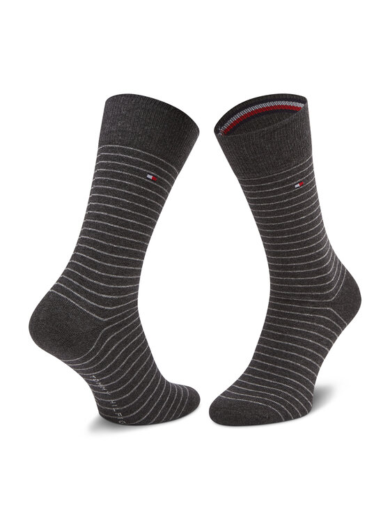 Tommy Hilfiger Tommy Hilfiger Комплект 2 чифта дълги чорапи мъжки 100001496 Сив