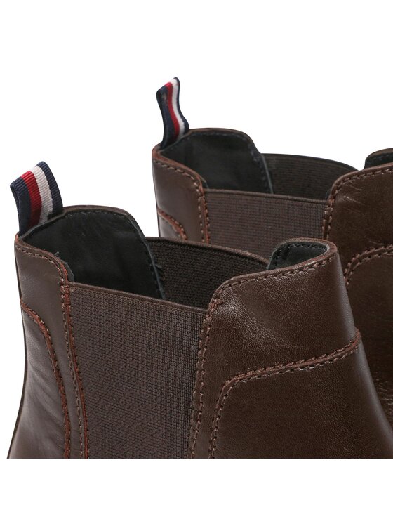 Tommy Hilfiger Tommy Hilfiger Боти тип челси Elevated Rounded Lth Chelsea FM0FM04183 Кафяв