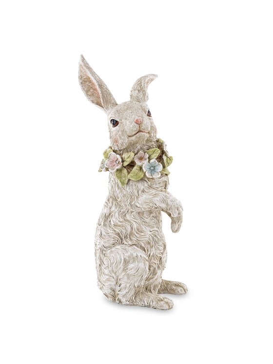 MIAhome MIAhome Figurka królik PELUCHE z wieńcem kwiatów na szyi Szary
