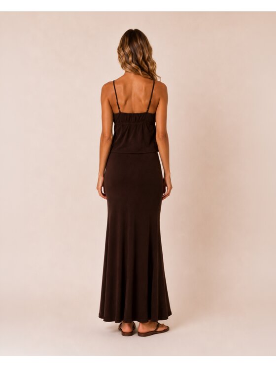 Hottie Hot Hottie Hot Completo top e gonna NUSA letni Marrone Slim Fit