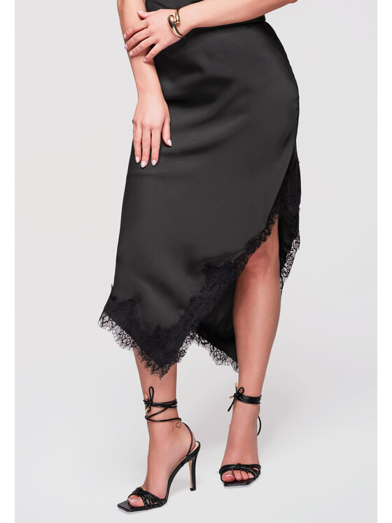 Ombre Ombre Spódnica midi OW-GL-E0003 Czarny A-Line Fit