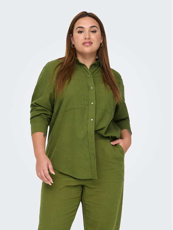 ONLY Carmakoma Pantaloni din material 15280234 Verde Regular Fit