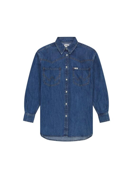 Wrangler Wrangler Koszula jeansowa LOOSE SHIRT 112362847 Niebieski Relaxed Fit