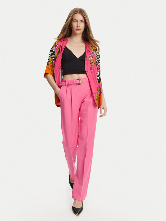 Versace Jeans Couture Versace Jeans Couture Medžiaginės kelnės 78HAA111 Rožinė Straight Fit