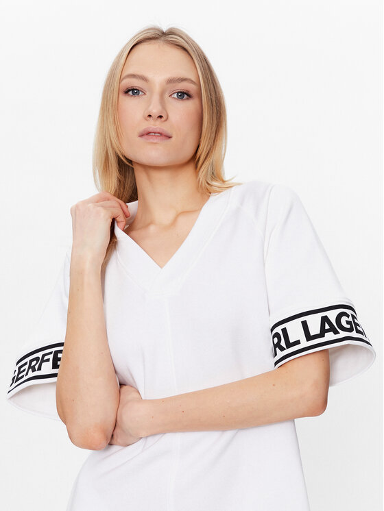 KARL LAGERFELD KARL LAGERFELD Повсякденна сукня Logo 225W1356 Білий Relaxed Fit