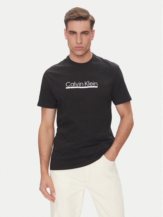 Calvin Klein Calvin Klein Tricou Outline Tape Graphic LV04RC852G Negru Regular Fit