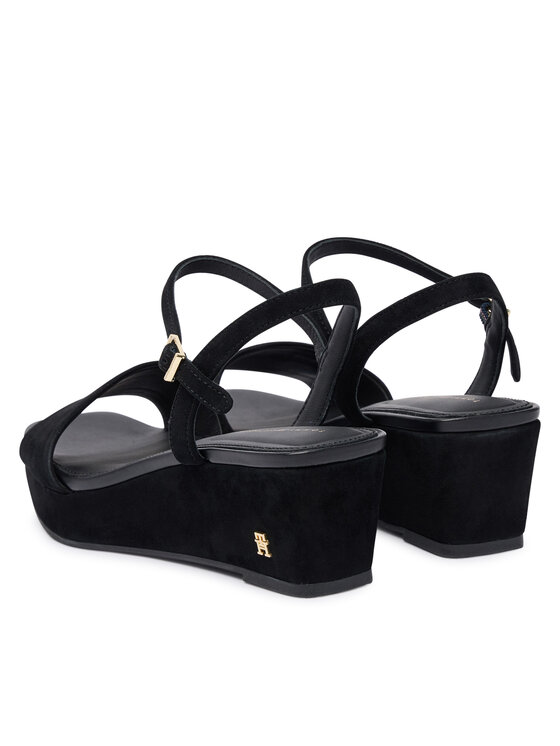 Tommy Hilfiger Tommy Hilfiger Sandalen Suede Wrapped Mid Wedge FW0FW09235 Schwarz