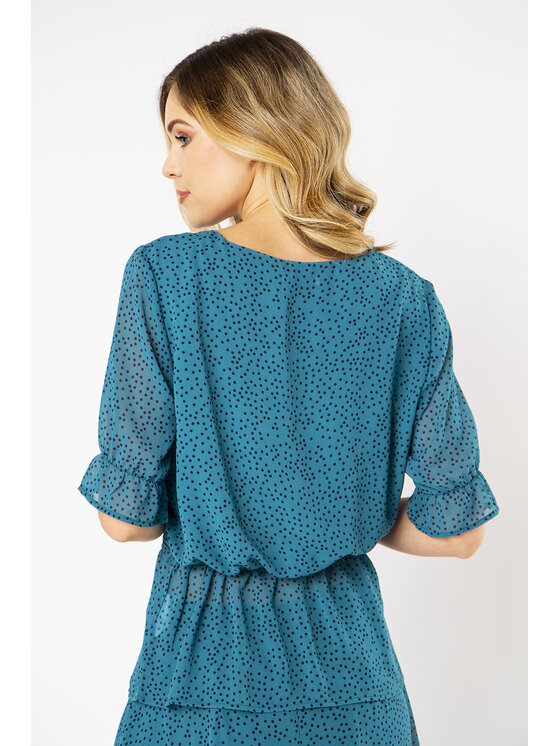 QUIOSQUE QUIOSQUE Blúzka BIBU SHIRT Tyrkysová Regular Fit