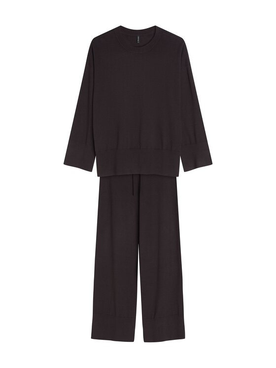 Esotiq Esotiq Komplet sweter i spodnie materiałowe 46082 Brązowy Regular Fit