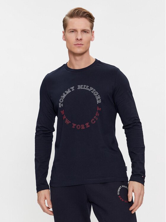 Tommy Hilfiger Tommy Hilfiger Pikkade varrukatega T-särk MW0MW32620 Tumesinine Slim Fit
