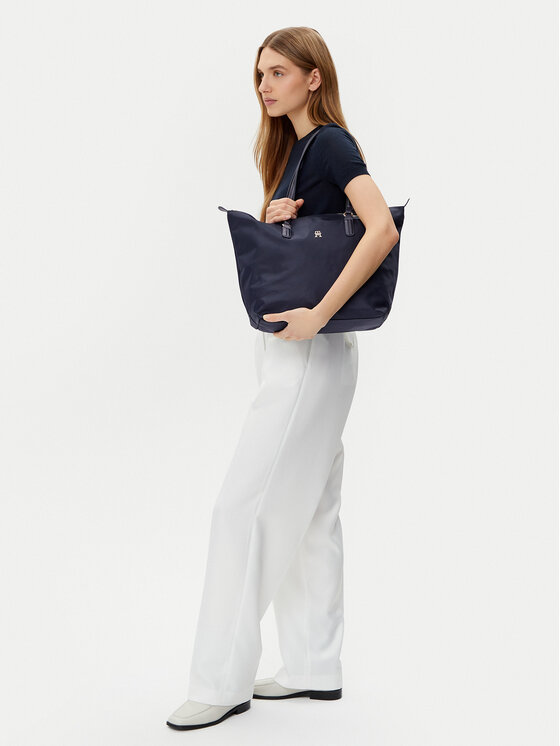 Tommy Hilfiger Tommy Hilfiger Дамска чанта Poppy Th Tote AW0AW15639 Тъмносин
