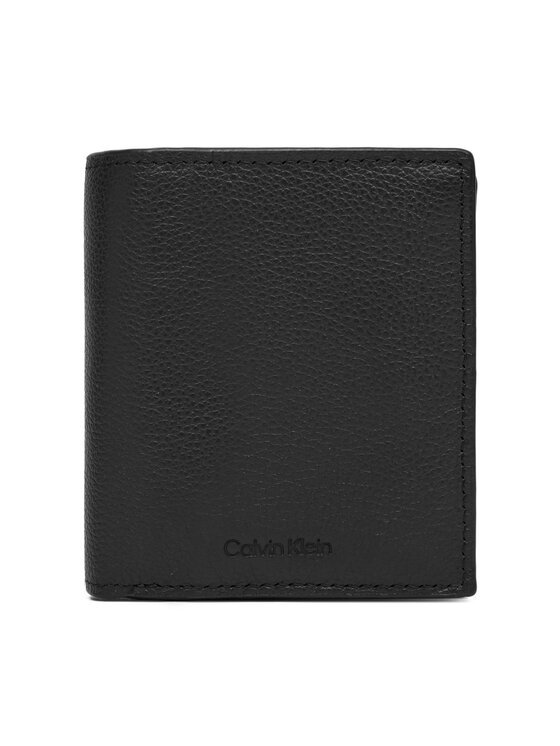 Calvin Klein Duży Portfel Męski Micropebble Comp Trifold W Coin LV04D1034G Czarny