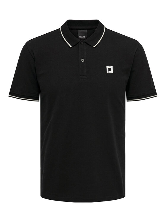 Only & Sons Only & Sons Polo Fletcher 22024827 Czarny Regular Fit