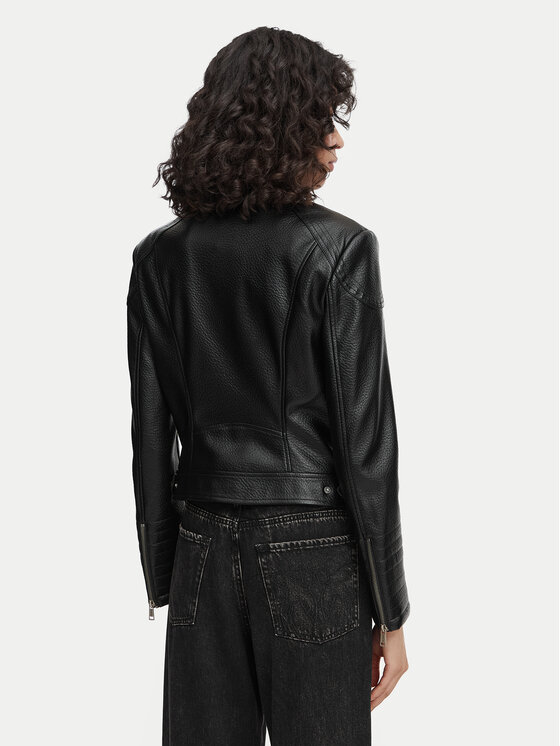 Guess Guess Geacă din imitație de piele W6YL25 W2914 Negru Regular Fit
