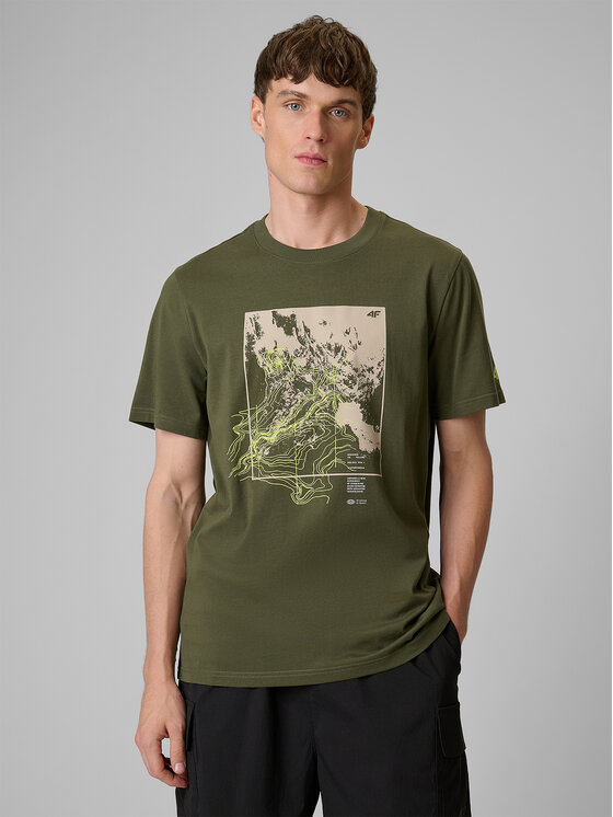 4F 4F T-Shirt TREKKING Khaki Regular Fit