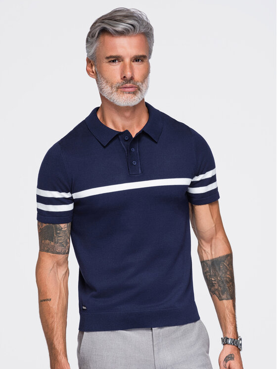 Ombre Ombre Polo OM-POSS-0177 Biały Regular Fit