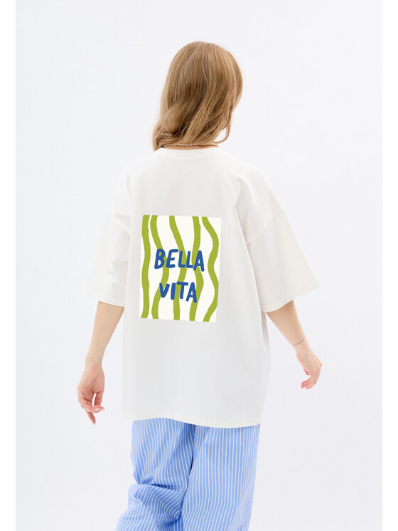 Mirons Mirons T-Shirt Print Biały Oversize