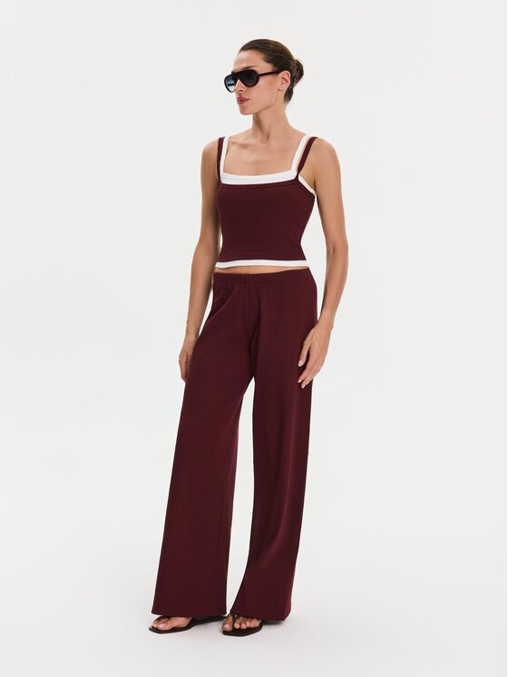 Nudyess Nudyess Top Lisa z prążka Bordowy Slim Fit