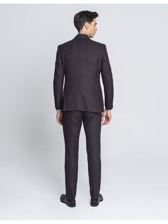 Borgio Borgio Spodnie garniturowe foresta Bordowy Super Slim Fit