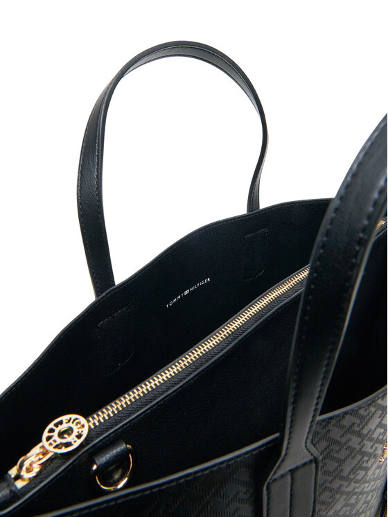Tommy Hilfiger Tommy Hilfiger Ročna torba Th Distinct Satchel Mono AW0AW17174 Črna