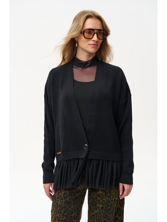 blue shadow blue shadow Kardigan Waxi Czarny Regular Fit