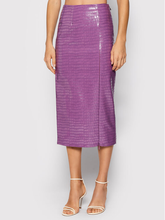 ROTATE ROTATE Φούστα από απομίμηση δέρματος Leeds Pencil Skirt RT546 Μωβ Regular Fit