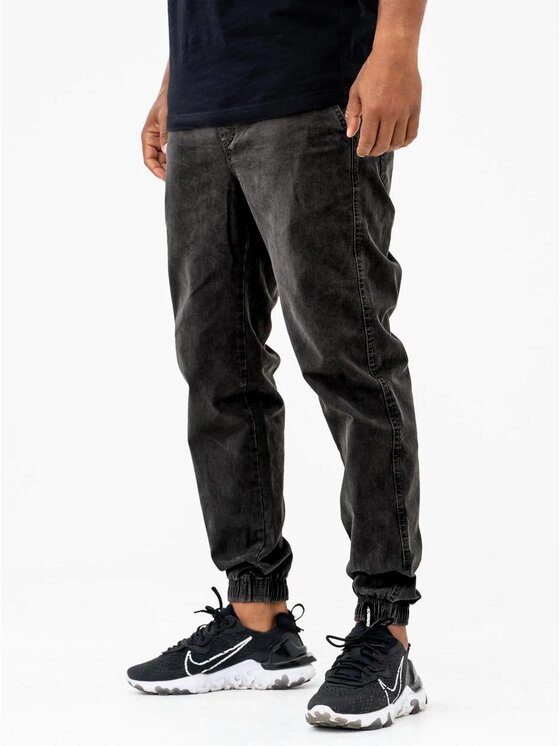 Jigga Wear Jigga Wear Joggery Spodnie Jeansowe Jogger Męskie ACIDWASH Ciemne Szare Jigga Wear Crown 5XL Szary Regular Fit