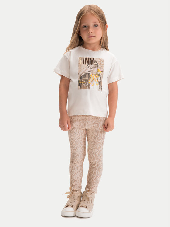 Mayoral Mayoral Σετ T-Shirt και κολάν 3727 Μπεζ Regular Fit