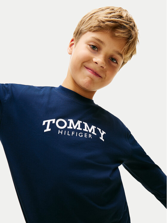 Tommy Hilfiger Tommy Hilfiger Longsleeve Monotype Print KB0KB10052 Bleumarin Regular Fit