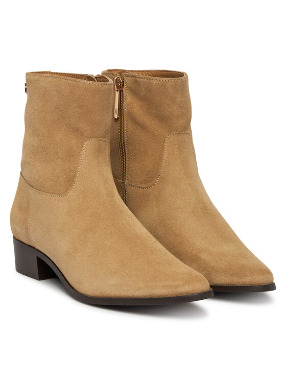 Tommy Hilfiger Tommy Hilfiger Čizme Suede Ankle Boot W Zip FW0FW09922 Bež