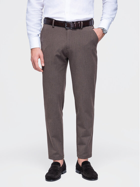 Ombre Ombre Chino kalhoty OM-PACP-0307 Tmavě hnědá Regular Fit