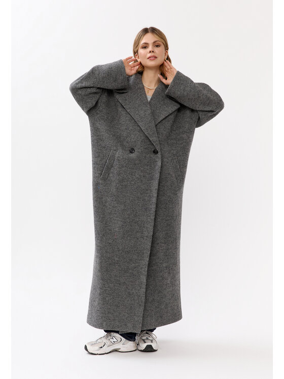Mirons Mirons Płaszcz wełniany Soft Szary Oversize