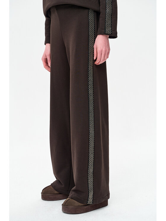 blue shadow blue shadow Spodnie damskie Disa Brązowy Regular Fit