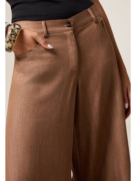 Oltre Oltre Spodnie materiałowe P026R009047N012 Brązowy Baggy Fit