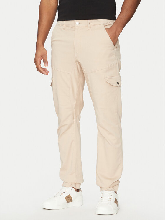 Guess Bavlnené nohavice M5RB54 WGXY1 Béžová Slim Fit