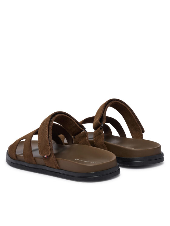 Tommy Hilfiger Tommy Hilfiger Παντόφλες Adjustable Premium Suede Sandal FM0FM05774 Καφέ