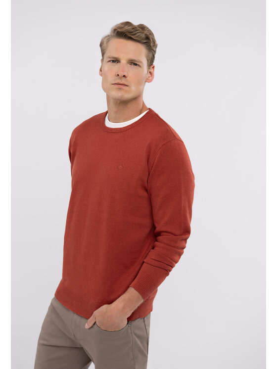 Volcano Volcano Sweter S-RADO Pomarańczowy Regular Fit