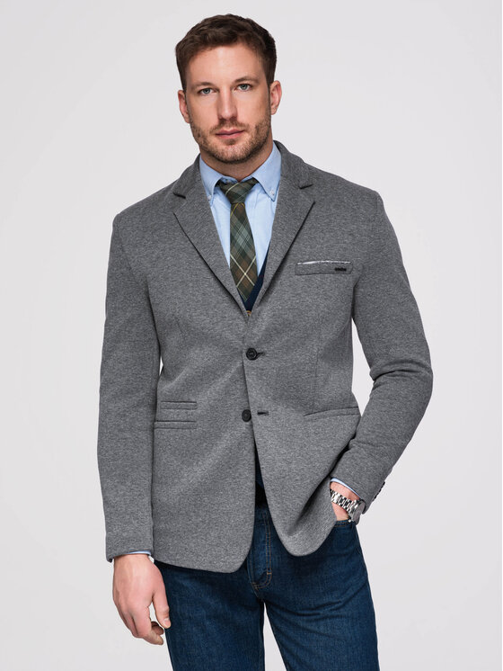 Ombre Ombre Marynarka M170 Szary ciemny Slim Fit