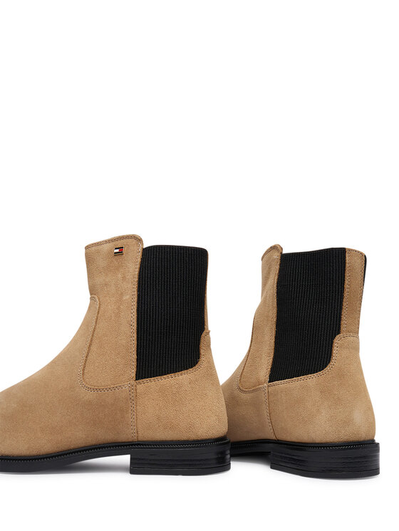 Tommy Hilfiger Tommy Hilfiger Μποτάκια με λάστιχο Enamel Flag Suede Ankle Chelsea FW0FW09575 Μπεζ