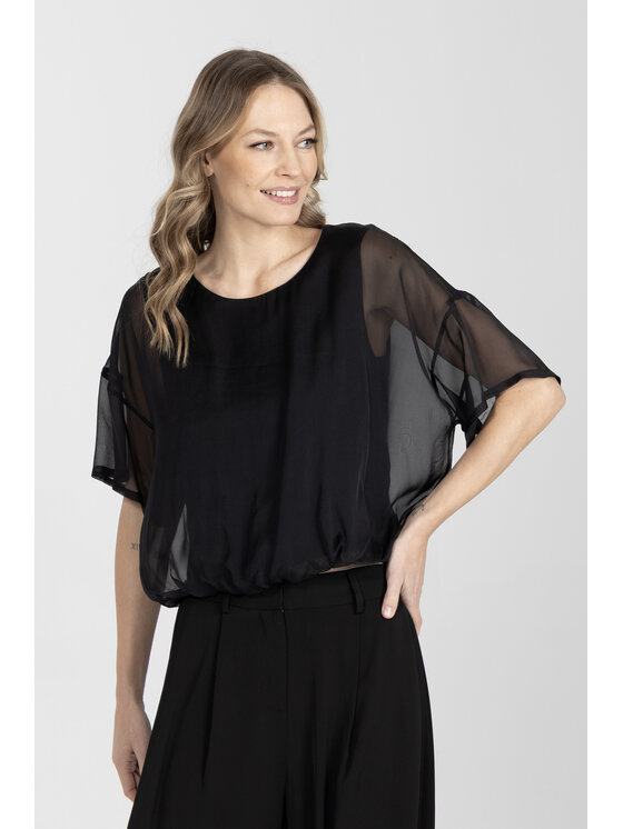Deni Cler Milano Deni Cler Milano Bluzka W-DC-1223-F2-G6-90-1 Czarny Regular Fit